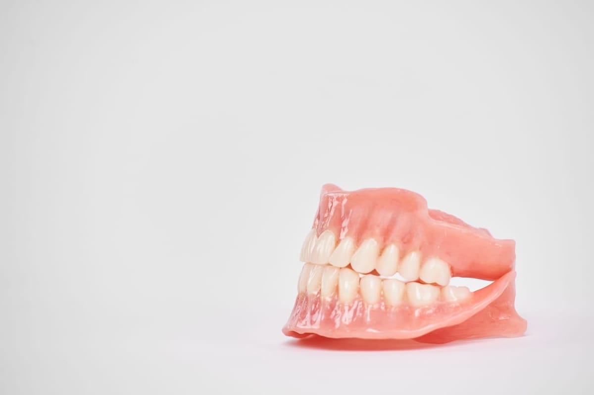 A full upper and lower denture set