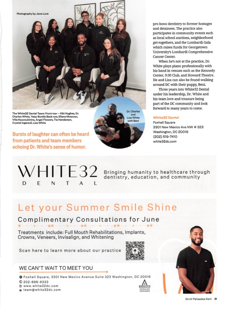 Stroll Palisades June issue feature spread on White32 Dental